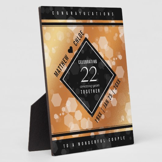 Elegant 22e Copper Wedding Jubileum Fotoplaat (Zijkant)