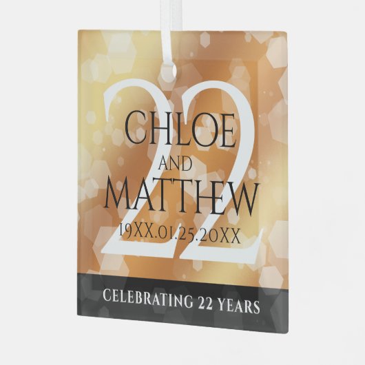 Elegant 22e Copper Wedding Jubileum Glas Ornament (Voorkant links)