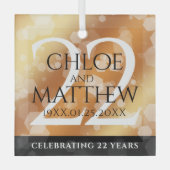 Elegant 22e Copper Wedding Jubileum Glas Ornament (Voorkant)