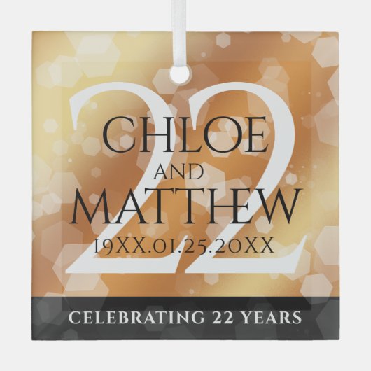 Elegant 22e Copper Wedding Jubileum Glas Ornament (Voorkant)