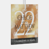 Elegant 22e Copper Wedding Jubileum Glas Ornament (Voorkant Rechts)