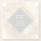 Elegant 22e Copper Wedding Jubileum Glazen Onderzetter (Achterkant)