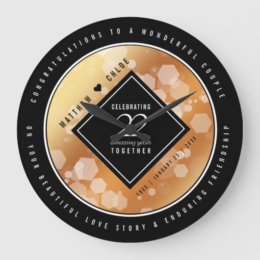 Elegant 22e Copper Wedding Jubileum Grote Klok (Voorkant)