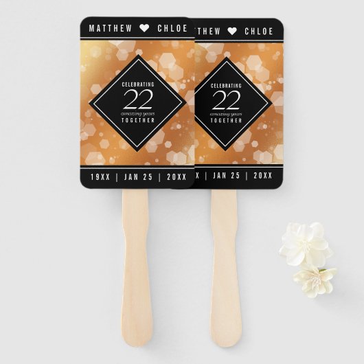 Elegant 22e Copper Wedding Jubileum Handwaaier (Voorkant en achterkant)