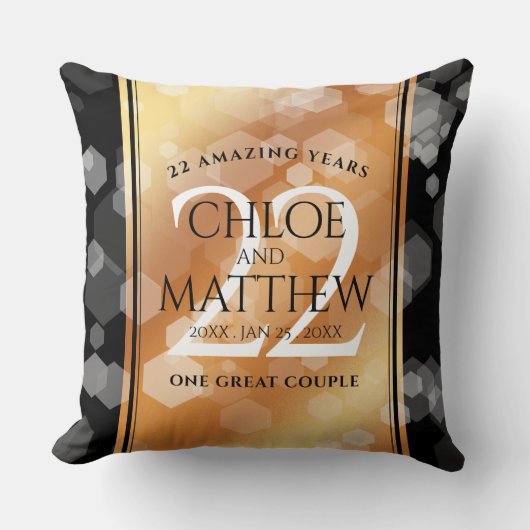 Elegant 22e Copper Wedding Jubileum Kussen (Voorkant)