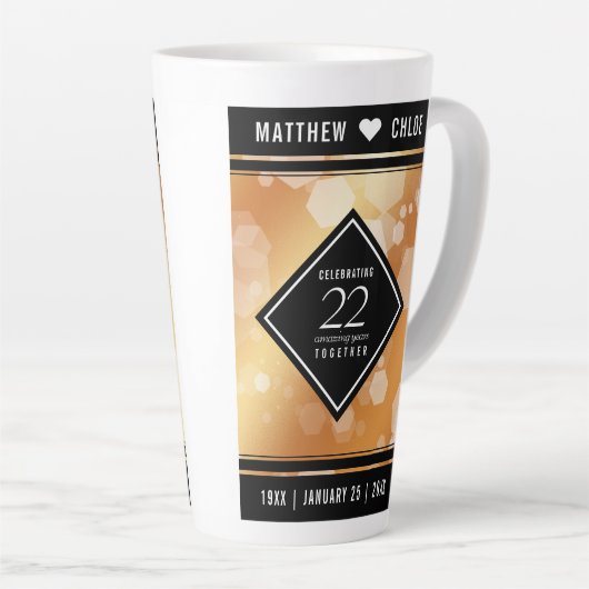 Elegant 22e Copper Wedding Jubileum Latte Mok (Rechterhoek)