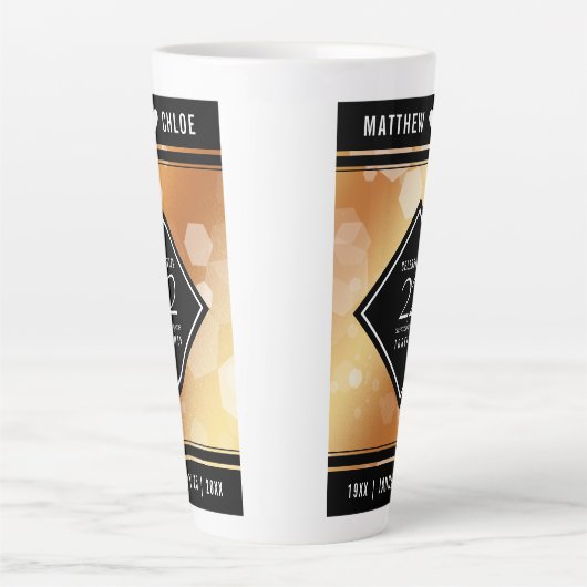 Elegant 22e Copper Wedding Jubileum Latte Mok (Voorkant)