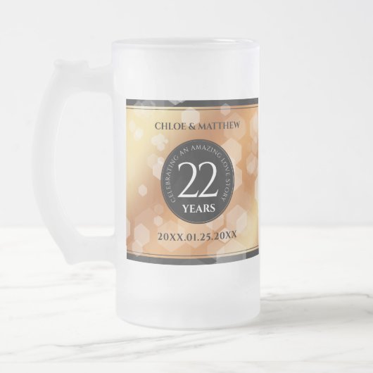 Elegant 22e Copper Wedding Jubileum Matglas Bierpul (Links)
