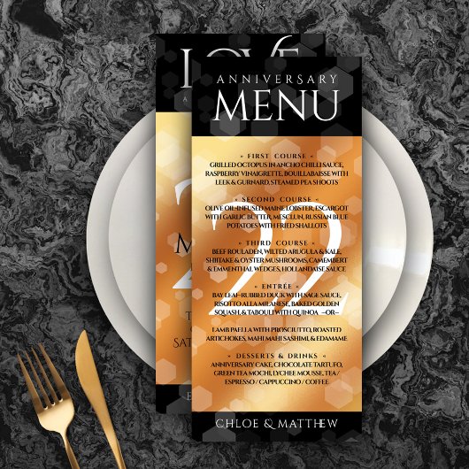 Elegant 22e Copper Wedding Jubileum Menu