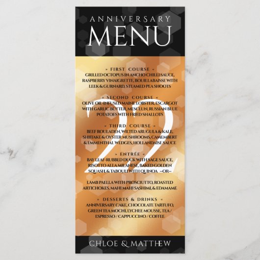 Elegant 22e Copper Wedding Jubileum Menu (Voorkant)
