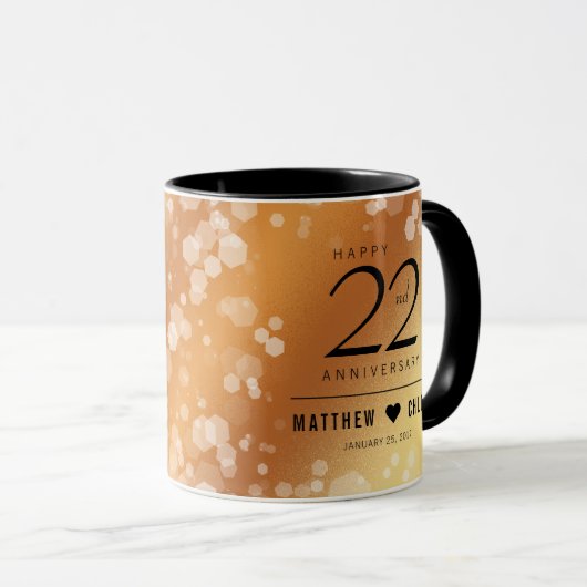 Elegant 22e Copper Wedding Jubileum Mok (Voorkant rechts)