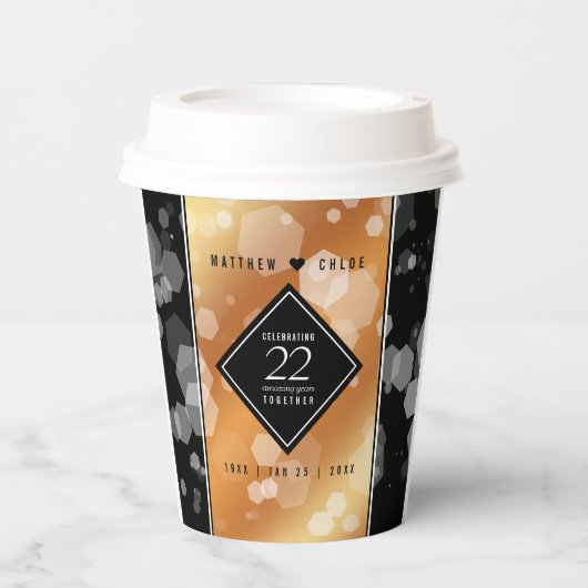 Elegant 22e Copper Wedding Jubileum Papieren Bekers (Voorkant)