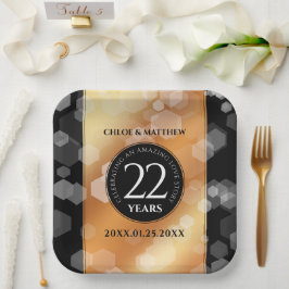 Elegant 22e Copper Wedding Jubileum Papieren Bordje