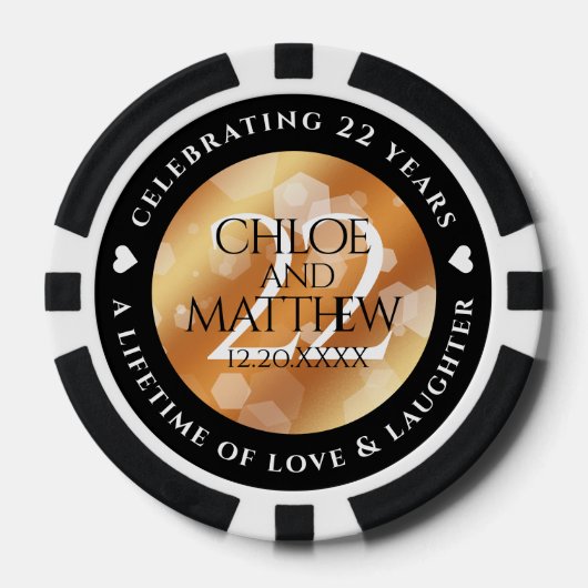 Elegant 22e Copper Wedding Jubileum Poker Chips (Voorkant)