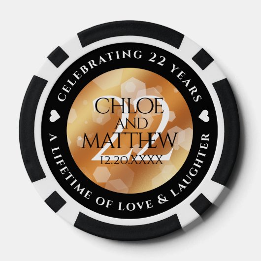 Elegant 22e Copper Wedding Jubileum Poker Chips (Achterkant)