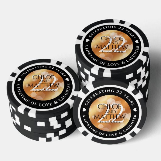 Elegant 22e Copper Wedding Jubileum Poker Chips (Opstapeling)