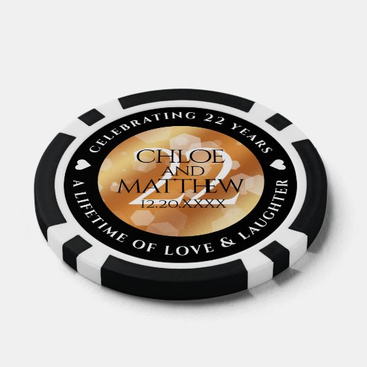 Elegant 22e Copper Wedding Jubileum Poker Chips (Enkel)