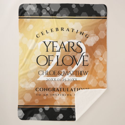 Elegant 22e Copper Wedding Jubileum Sherpa Deken (Voorkant)