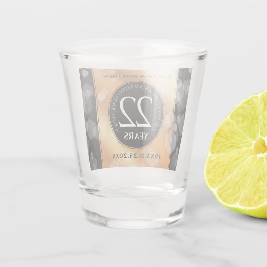 Elegant 22e Copper Wedding Jubileum Shot Glas (Achterkant)