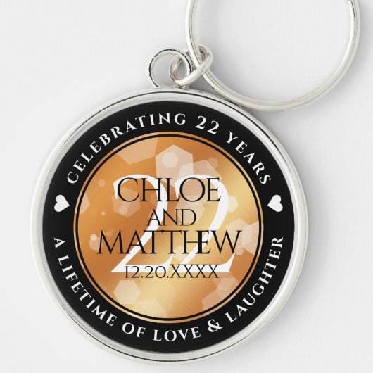 Elegant 22e Copper Wedding Jubileum Sleutelhanger (Voorkant)