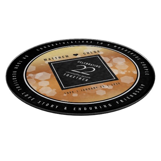 Elegant 22e Copper Wedding Jubileum Snijplank (Hoek)