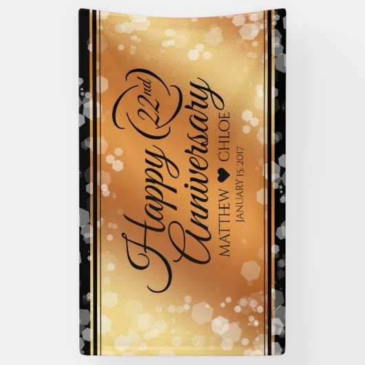 Elegant 22e Copper Wedding Jubileum Spandoek (Verticaal)