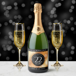 Elegant 22e Copper Wedding Jubileum Sparkling Wijnetiket