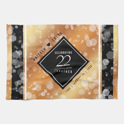 Elegant 22e Copper Wedding Jubileum Theedoek (Horizontaal)