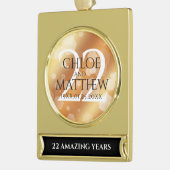 Elegant 22e Copper Wedding Jubileum Verguld Banner Ornament (Links)