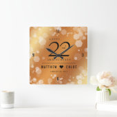 Elegant 22e Copper Wedding Jubileum Vierkante Klok (Huis)