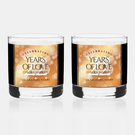 Elegant 22e Copper Wedding Jubileum Whisky Glas (Achterkant)