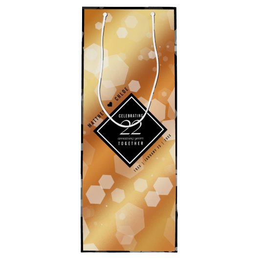 Elegant 22e Copper Wedding Jubileum Wijn Cadeautas (Achterkant)