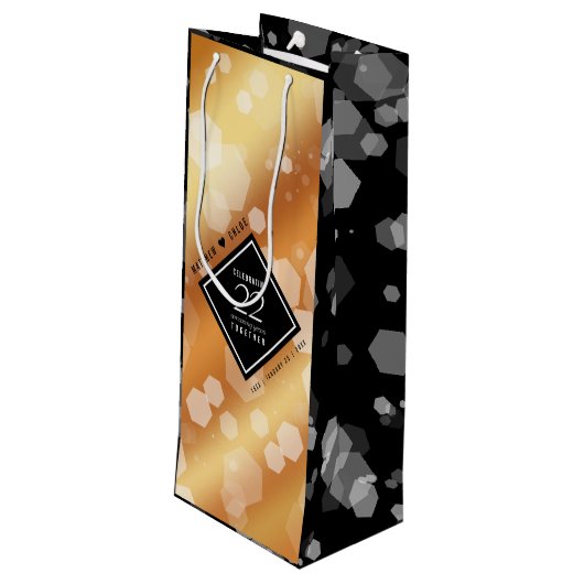 Elegant 22e Copper Wedding Jubileum Wijn Cadeautas (Achterkant Gekanteld)