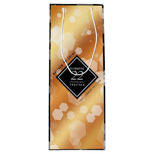 Elegant 22e Copper Wedding Jubileum Wijn Cadeautas (Voorkant)