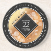 Elegant 22e Copper Wedding Jubileum Zandsteen Onderzetter (Voorkant)