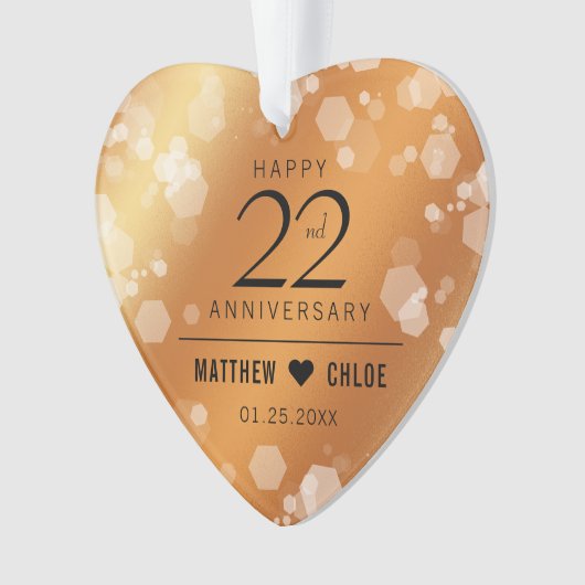 Elegant 22e Jubileum van koperbruiloft Acryl Ornament (voorkant)