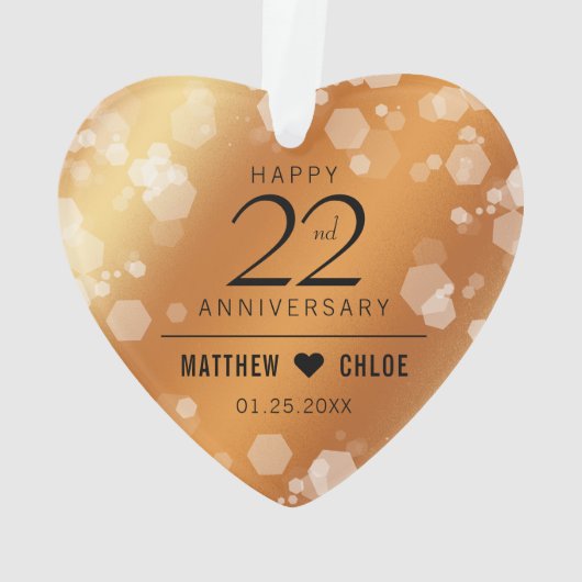 Elegant 22e Jubileum van koperbruiloft Acryl Ornament (achterkant)