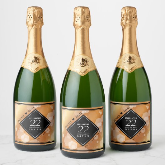 Elegant 22e koperen bruiloft Jubileum wijnlabel Sparkling Wijnetiket (Flessen)