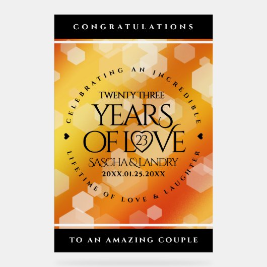 Elegant 23rd Imperial Topaz Wedding Jubileum Acryl Bord (Voorkant)