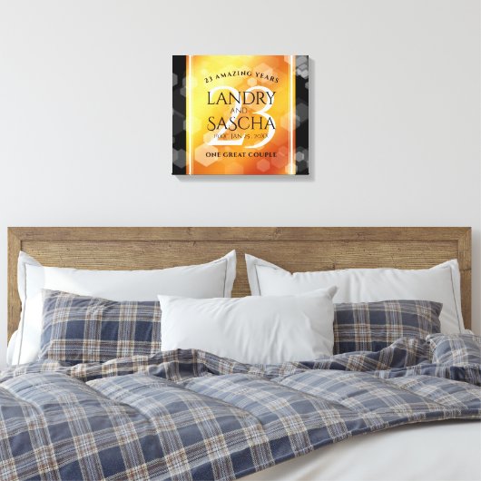 Elegant 23rd Imperial Topaz Wedding Jubileum Canvas Afdruk (Insitu (Slaapkamer))