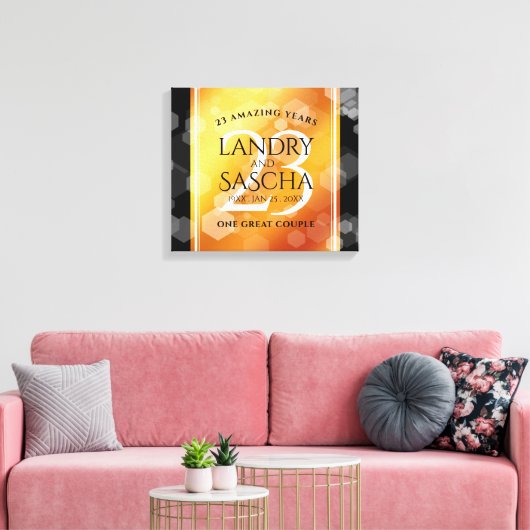 Elegant 23rd Imperial Topaz Wedding Jubileum Canvas Afdruk (Insitu (Woonkamer))