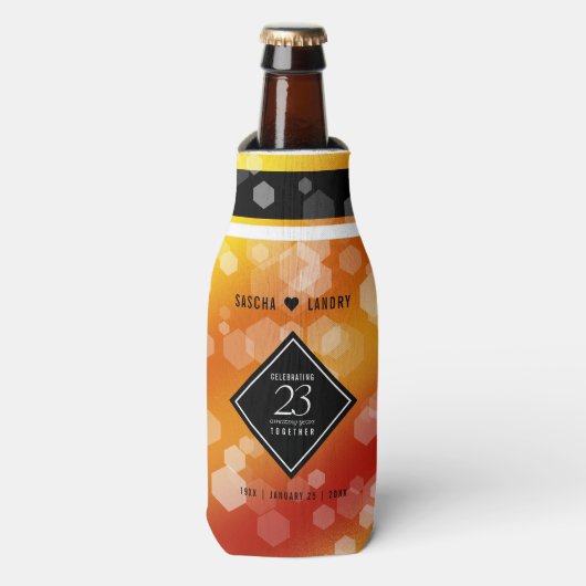 Elegant 23rd Imperial Topaz Wedding Jubileum Flesjeskoeler (Fles Voorkant)