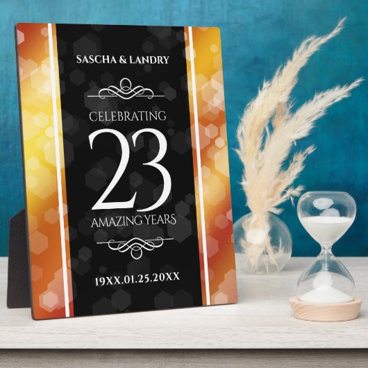 Elegant 23rd Imperial Topaz Wedding Jubileum Fotoplaat (Zijkant)