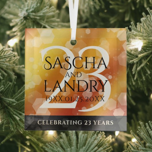 Elegant 23rd Imperial Topaz Wedding Jubileum Glas Ornament (Insitu)