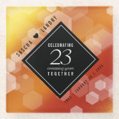 Elegant 23rd Imperial Topaz Wedding Jubileum Glazen Onderzetter (Voorkant)