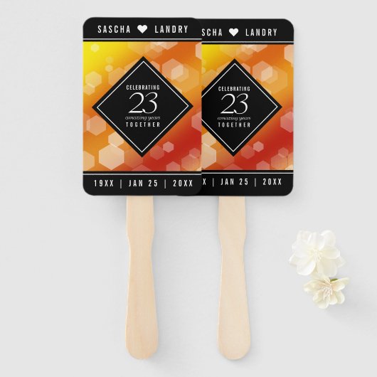 Elegant 23rd Imperial Topaz Wedding Jubileum Handwaaier (Voorkant en achterkant)