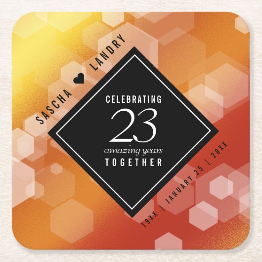 Elegant 23rd Imperial Topaz Wedding Jubileum Kartonnen Onderzetters (Voorkant)