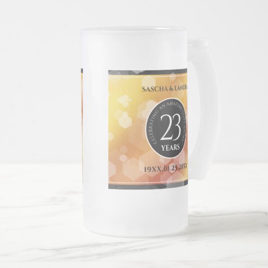 Elegant 23rd Imperial Topaz Wedding Jubileum Matglas Bierpul (Voorkant rechts)