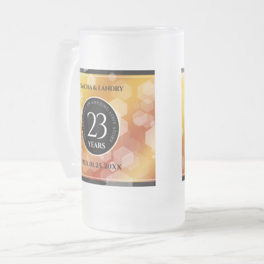 Elegant 23rd Imperial Topaz Wedding Jubileum Matglas Bierpul (Voorkant links)