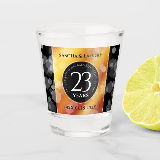 Elegant 23rd Imperial Topaz Wedding Jubileum Shot Glas (Voorkant)
